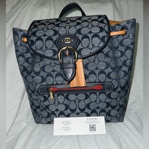 Coach Denim/ Leather Backpack